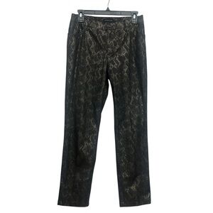 Lafayette 148 Black Gold Snakeskin Print Pants Size 4 Straight Leg